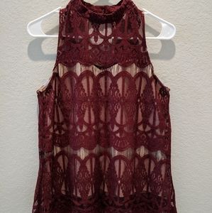 Maroon lace top